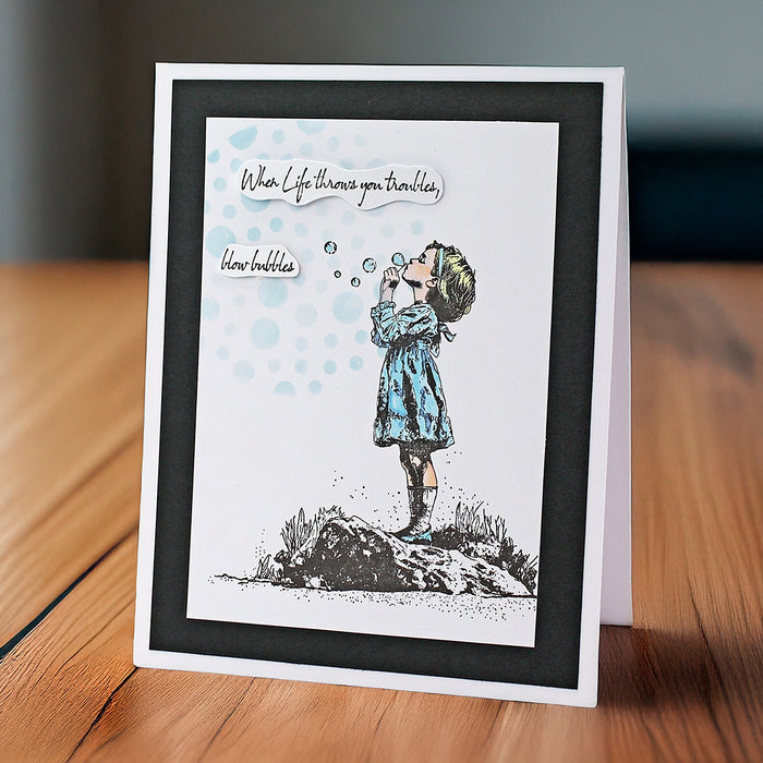 Blowing Bubbles Pre Cut Rubber Stamp Set by Andy Skinner