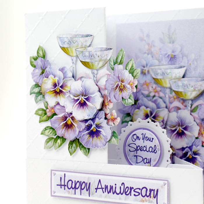 Die Cut Decoupage – Champagne and Violets (pack of 3)