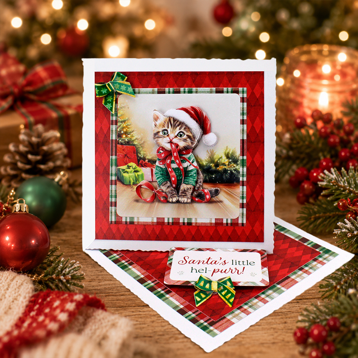 Christmas Cats Die Cut Sentiments, 2 sheets
