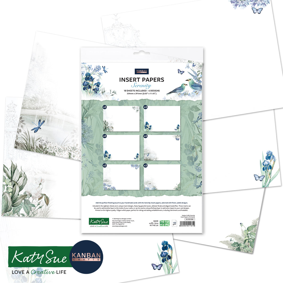 Kanban Crafts Serenity Insert Papers, 18 sheets