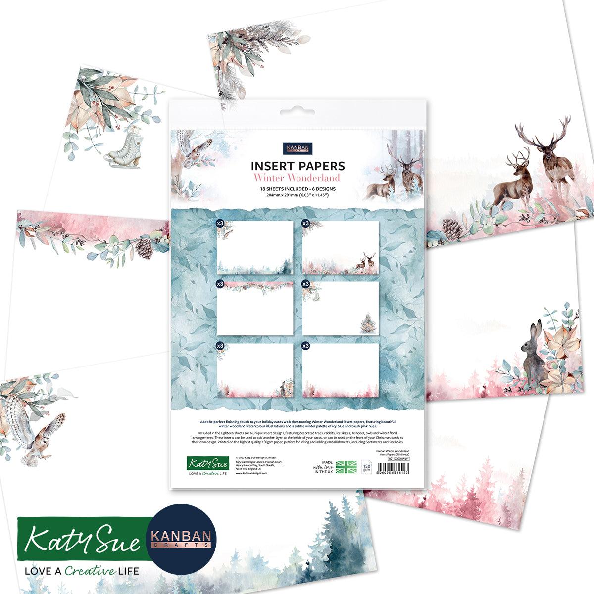 Kanban Crafts Winter Wonderland Einlegepapiere, 18 Blatt
