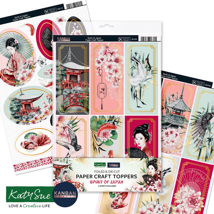Kanban Crafts Spirit of Japan Bastelaufsätze aus foliertem Papier, 6 Blatt