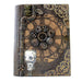 Decorative notebook with steampunk design featuring gears and a robot on a white background.