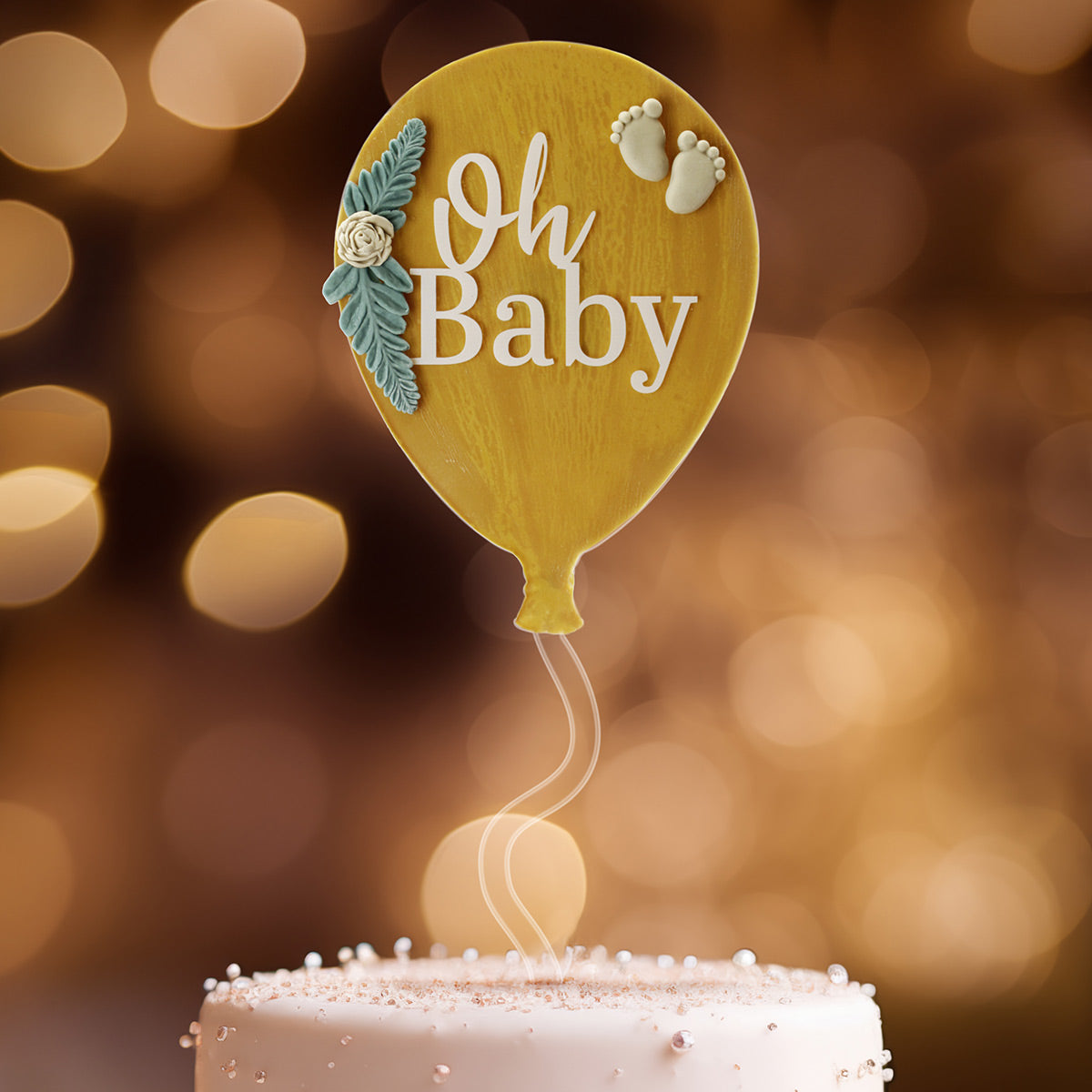 Oh Baby Clear Acrylic Balloon Topper - White Wording