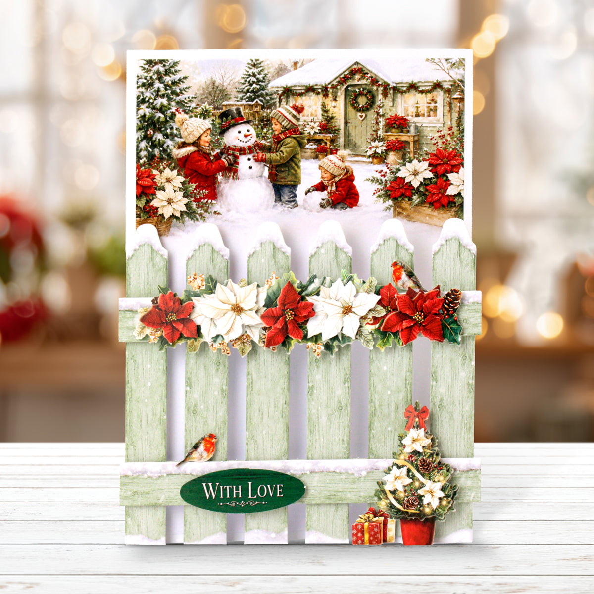 Poinsettia Garden Picket Fence Card Making Kit