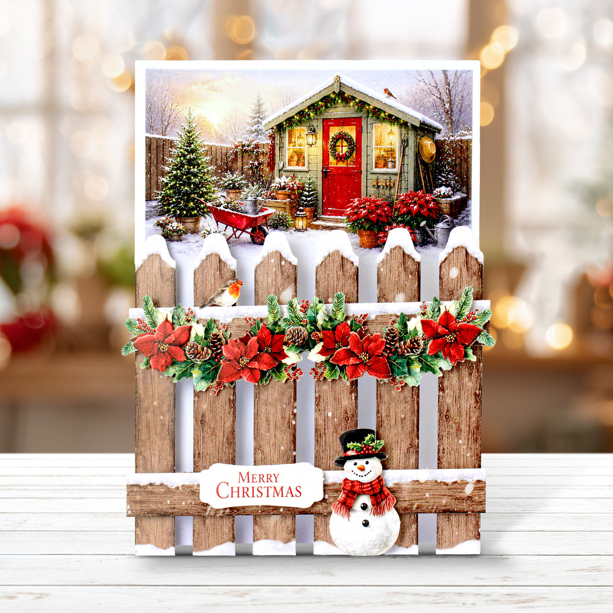 Poinsettia Garden Picket Fence Card Making Kit