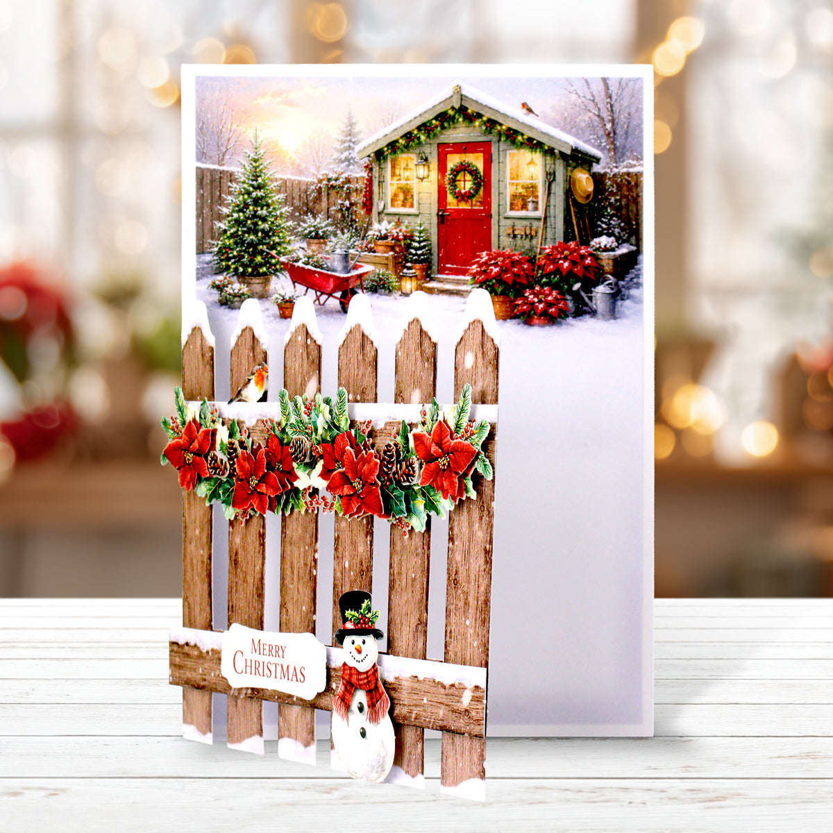 Poinsettia Garden Picket Fence Card Making Kit