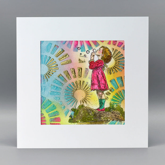 Spiral Burst 8x8 Mixed Media Stencil by Andy Skinner