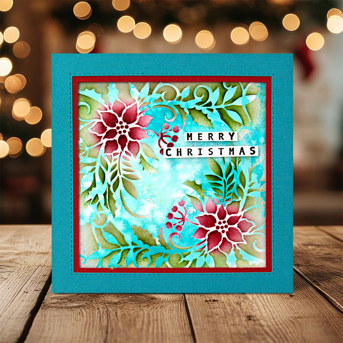 Pink Ink Designs - Poinsettia Perfection 6x6 Mixed Media Stencil
