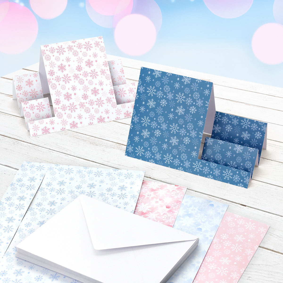 Snowflake Stepper Cards & Envelopes - Pack of 12