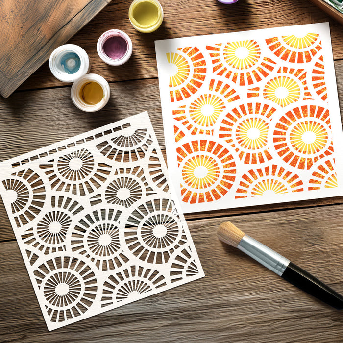 Spiral Burst 8x8 Mixed Media Stencil by Andy Skinner