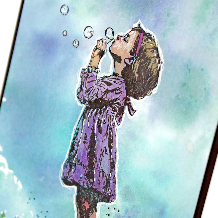 Blowing Bubbles Pre Cut Rubber Stamp Set by Andy Skinner