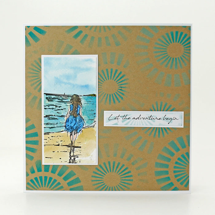 Spiral Burst 8x8 Mixed Media Stencil by Andy Skinner