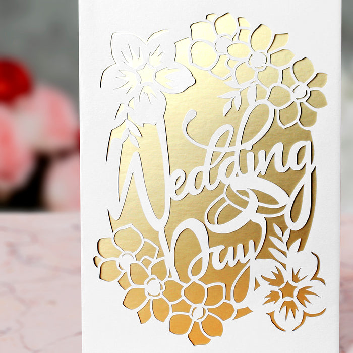 Hochzeitstag-Karte, Papierschnitt, digitale Vorlage