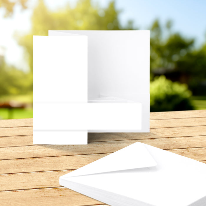 Blank example of White Side Pop Up Cards with envelopes