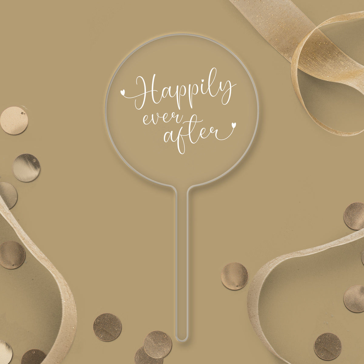 Happily Ever After Acrylic Paddle Topper - White Wording