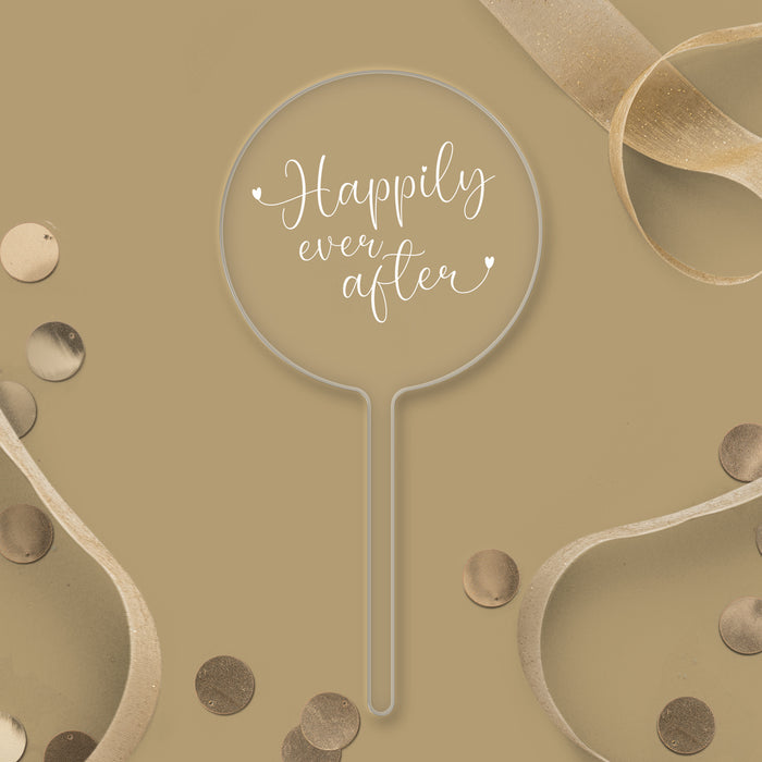 Happily Ever After Acryl-Paddel-Topper – weißer Schriftzug