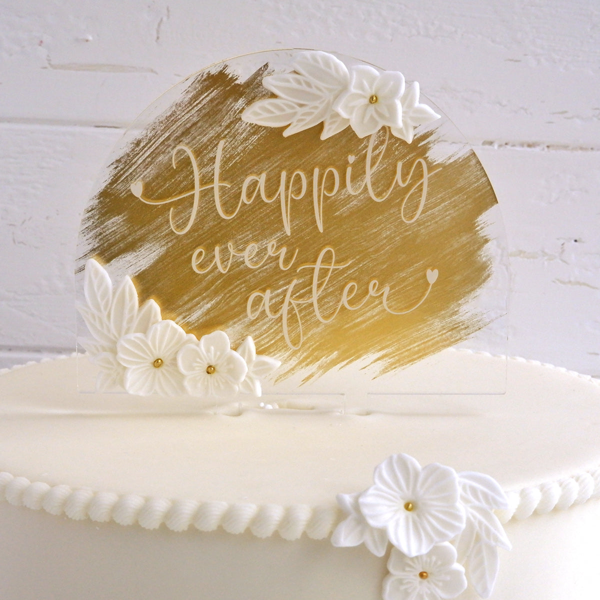 Happily Ever After Acrylic Arch Topper - White Wording