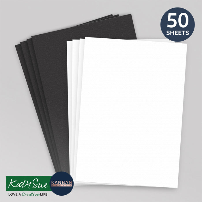 Kanban Crafts A4 Black & White A4 Cardstock, 50 sheets
