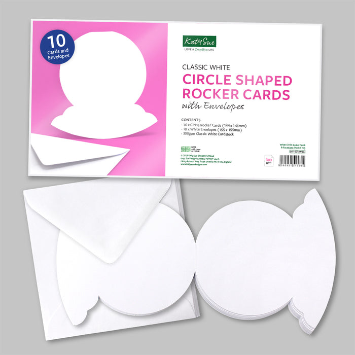 White Circle Rocker Cards & Envelopes, Pack of 10