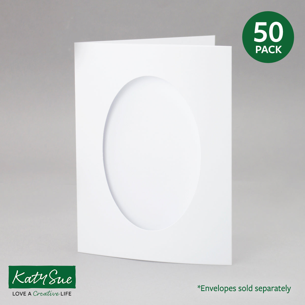 White Oval Aperture Cards 150x203mm (pack of 50)