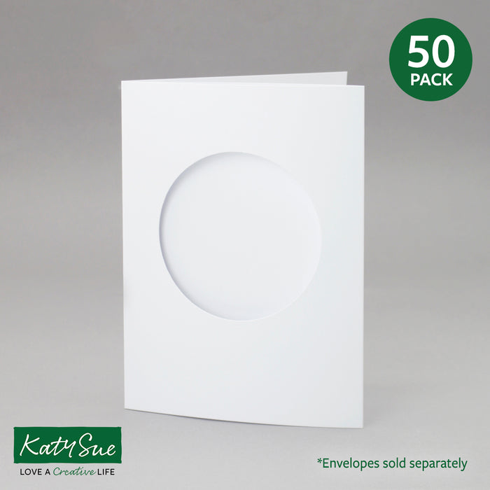 White Circle Aperture Cards 150x203mm (pack of 50)
