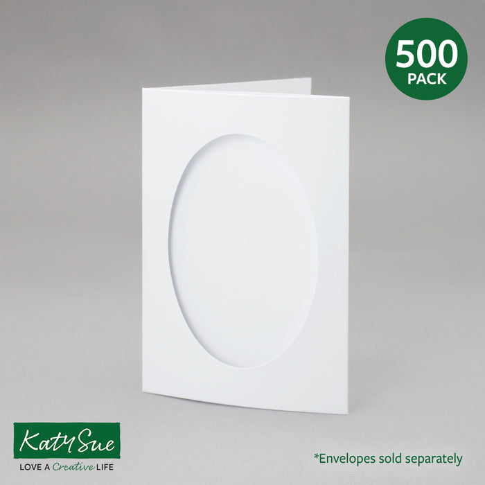 Weiße Karten mit ovaler Öffnung, 104 x 152 mm (Packung mit 500 Stück)