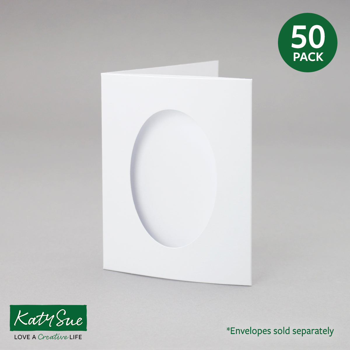 White Oval Aperture Cards 88x114mm (pack of 50)