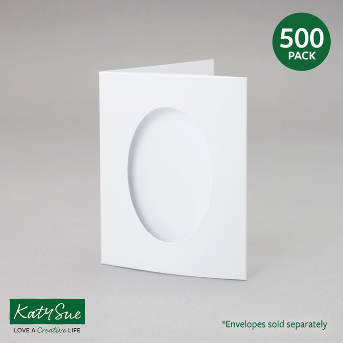 Weiße Karten mit ovaler Öffnung, 88 x 114 mm (Packung mit 500 Stück)