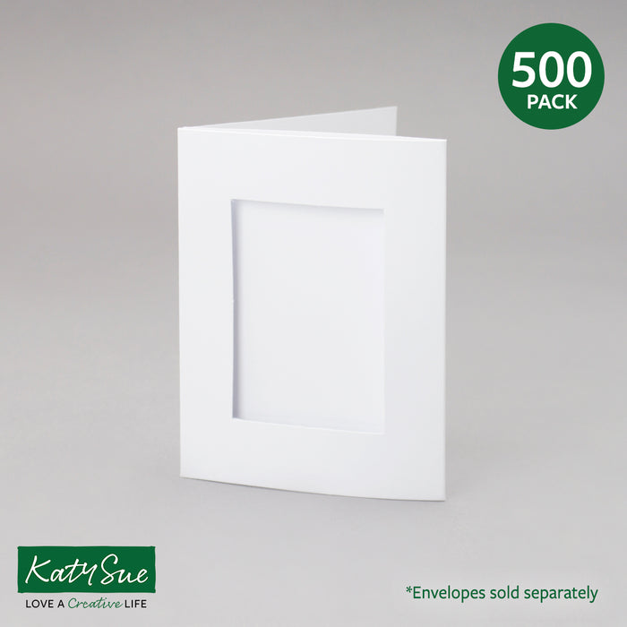 Weiße Karten mit rechteckiger Öffnung, 88 x 114 mm (Packung mit 500 Stück)