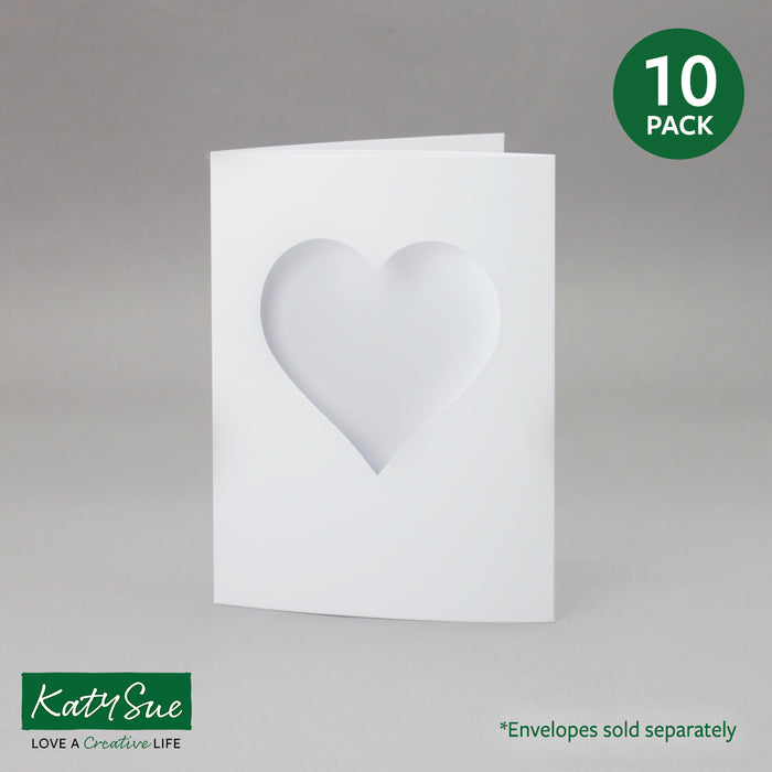 Weiße Herz-Öffnungskarten, 145 x 198 mm (10er-Pack)