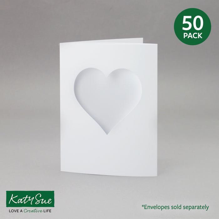 Weiße Herz-Öffnungskarten, 145 x 198 mm (50er-Pack)