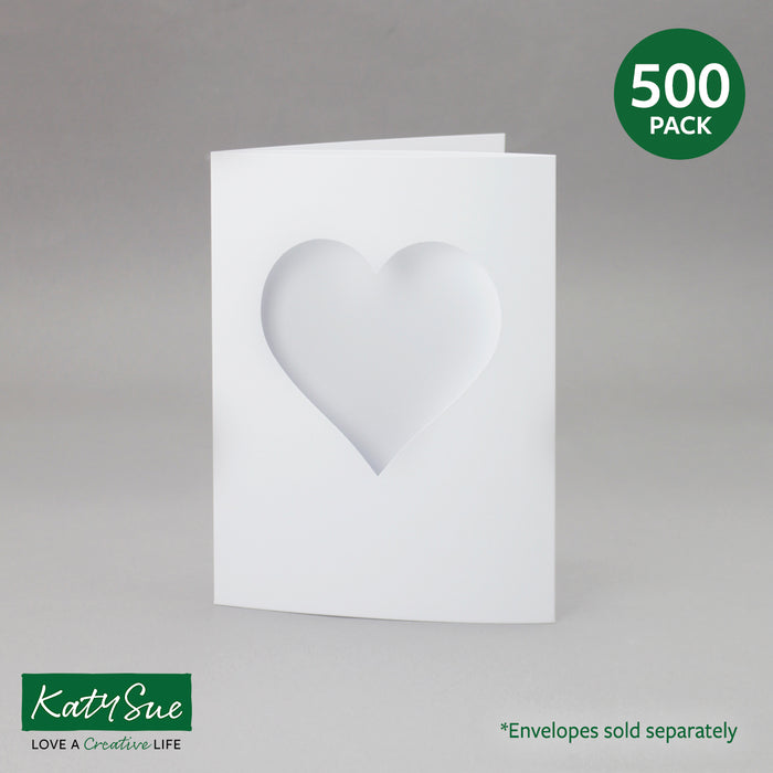 Weiße Herz-Öffnungskarten, 145 x 198 mm (Packung mit 500 Stück)