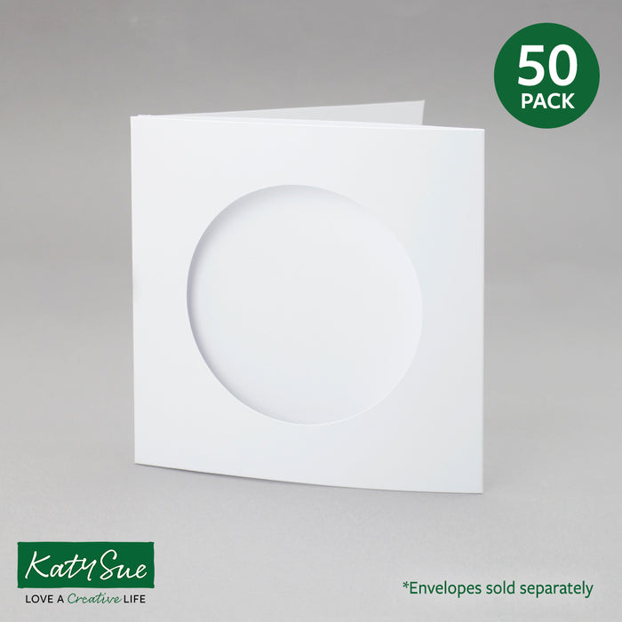 White Circle Aperture Cards 144x144mm (pack of 50)