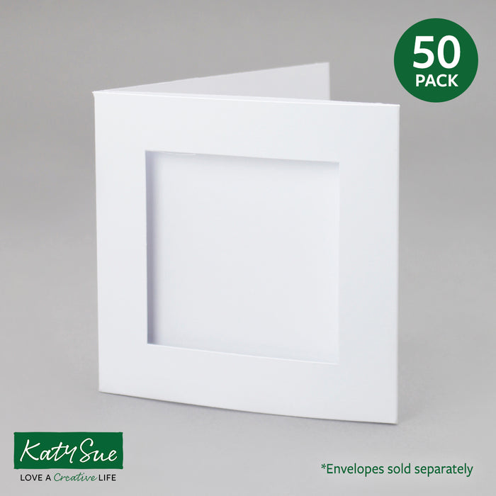 Weiße Karten mit quadratischer Öffnung, 144 x 144 mm (50er-Pack)