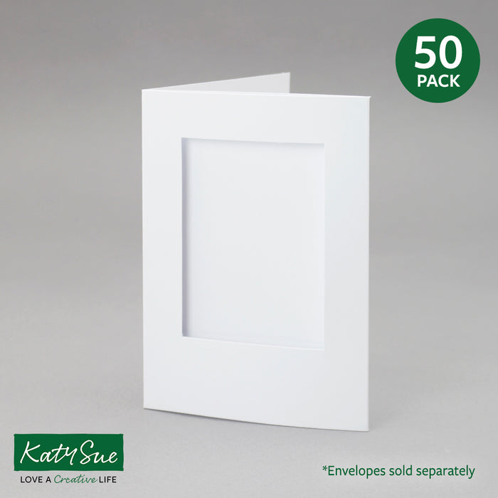 Weiße Karten mit rechteckiger Öffnung, 104 x 152 mm (50er-Pack)