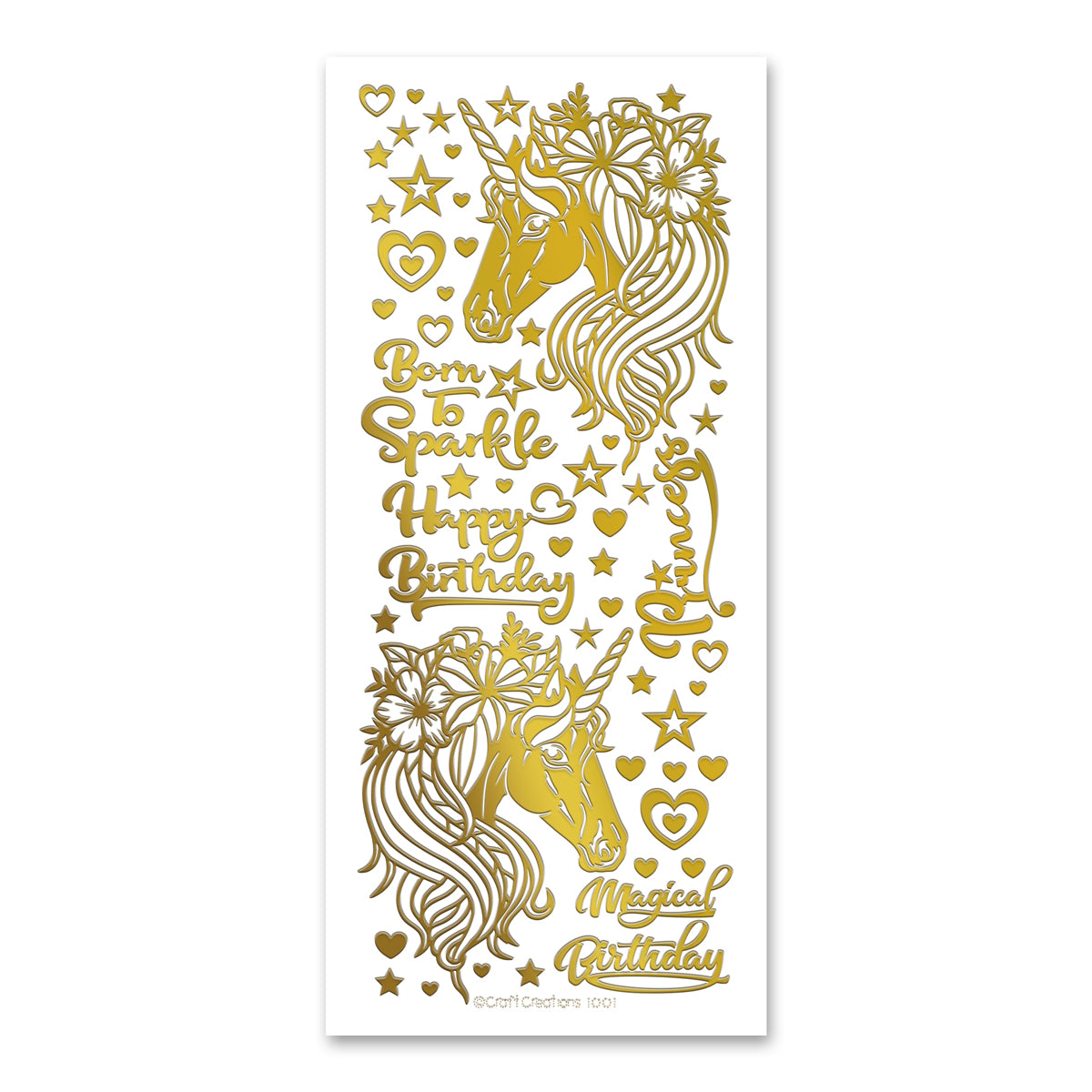 Born to Sparkle Unicorns Gold Self Adhesive Peel Off Stickers
