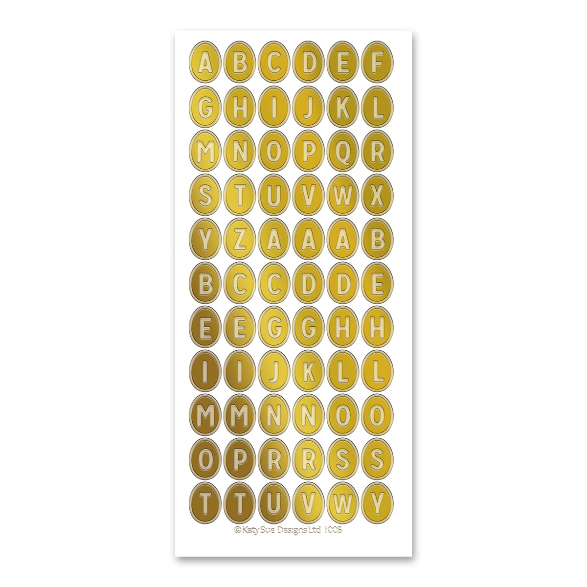 Egg Alphabet Gold Self Adhesive Stickers