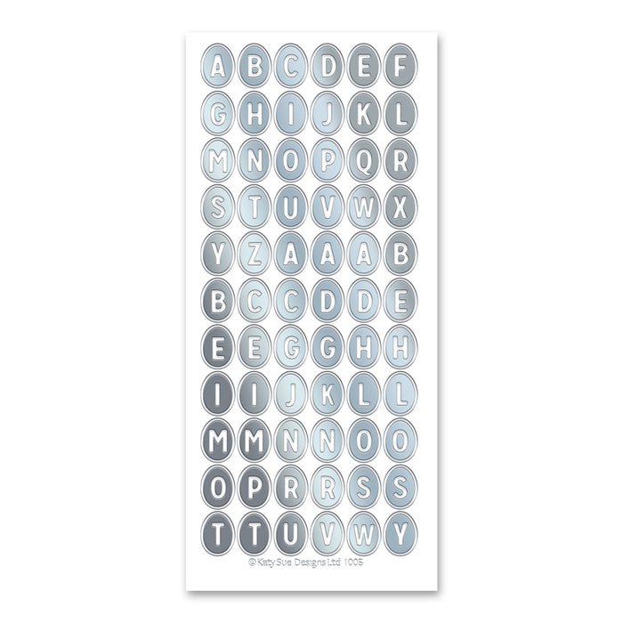 Egg Alphabet Silver Self Adhesive Stickers