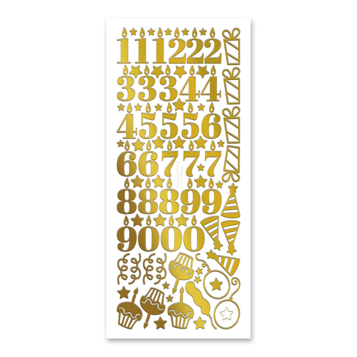 Birthday Candle Numbers Gold Self Adhesive Stickers