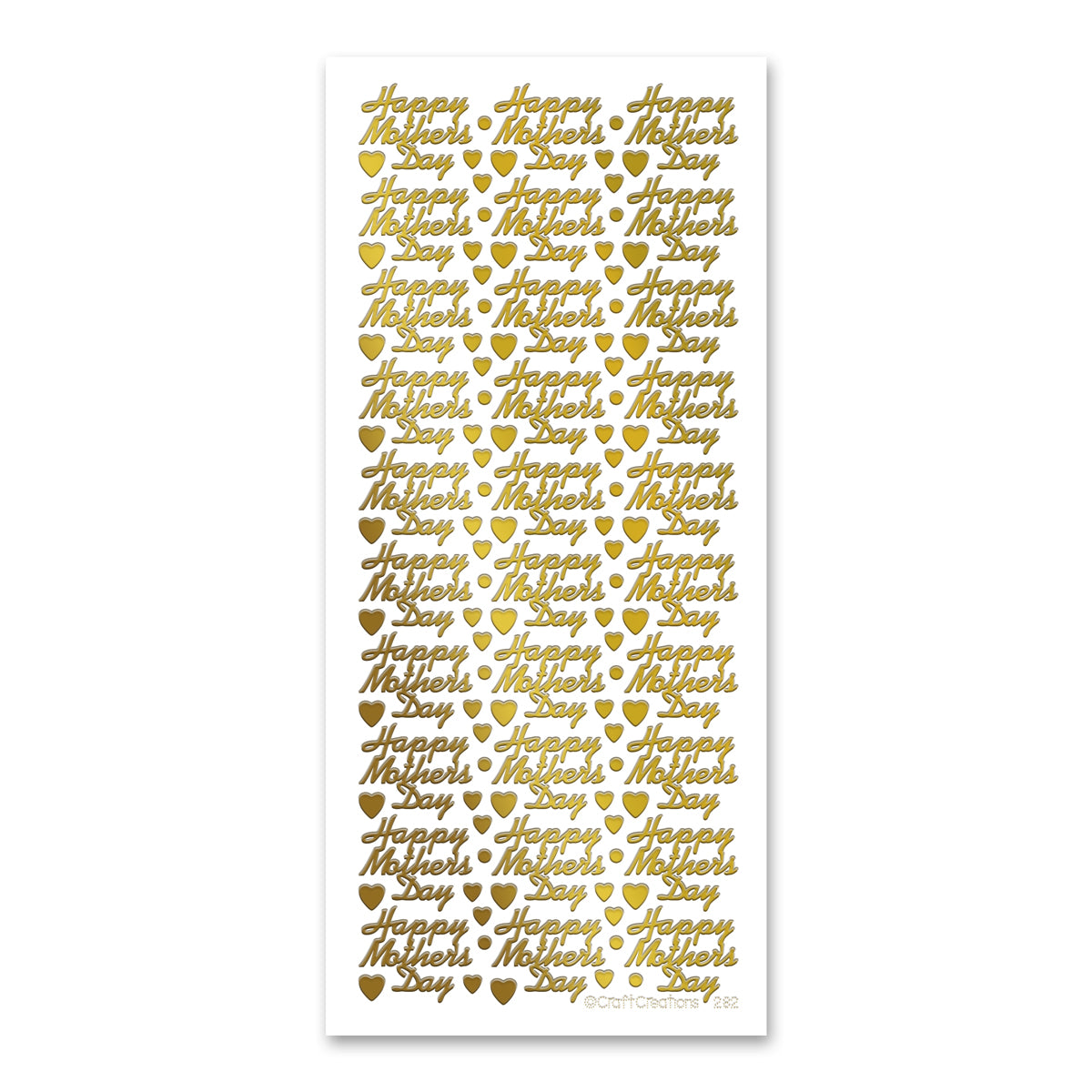 Happy Mother's Day Hearts Gold Self Adhesive Stickers