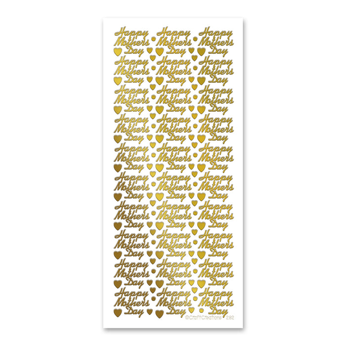 Happy Mothers Day Gold Self Adhesive Stickers