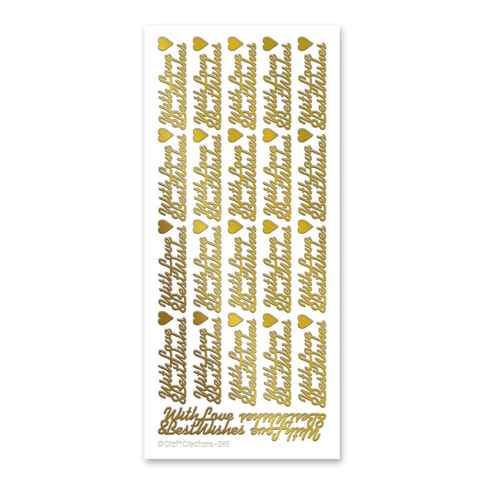 With Love & Best Wishes Gold Self Adhesive Peel Off Stickers