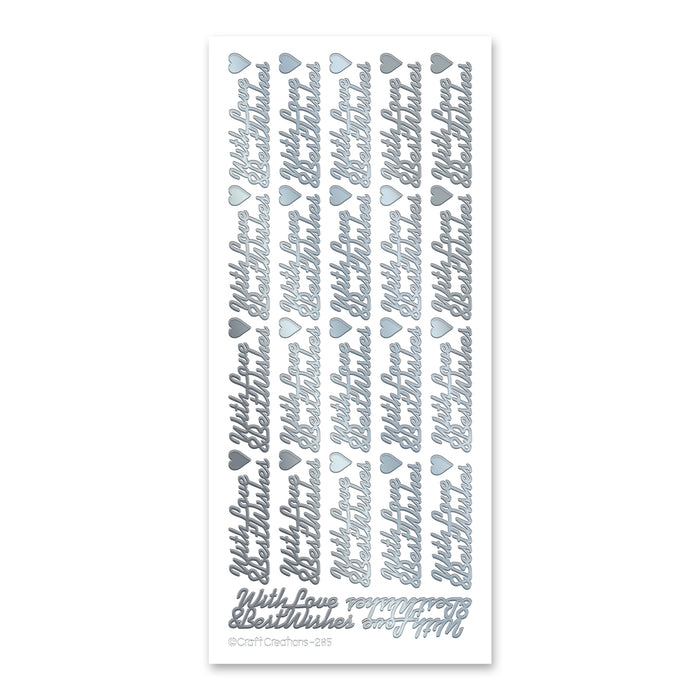 With Love & Best Wishes Silver Adhesive Peel Off Stickers