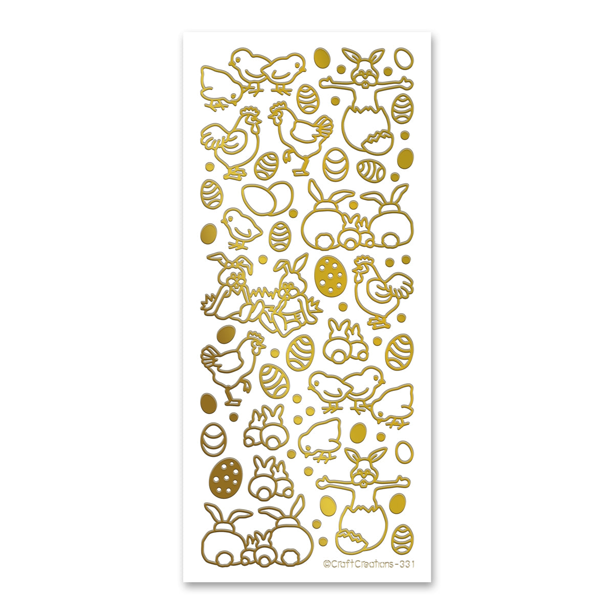 Easter Chicks and Bunnies Gold Self Adhesive Stickers