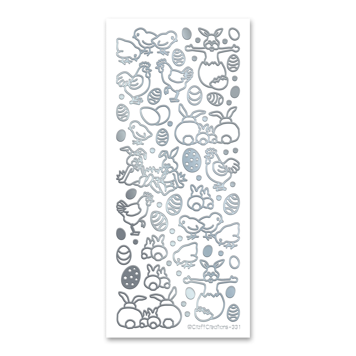 Easter Chicks and Bunnies Silver Self Adhesive Stickers