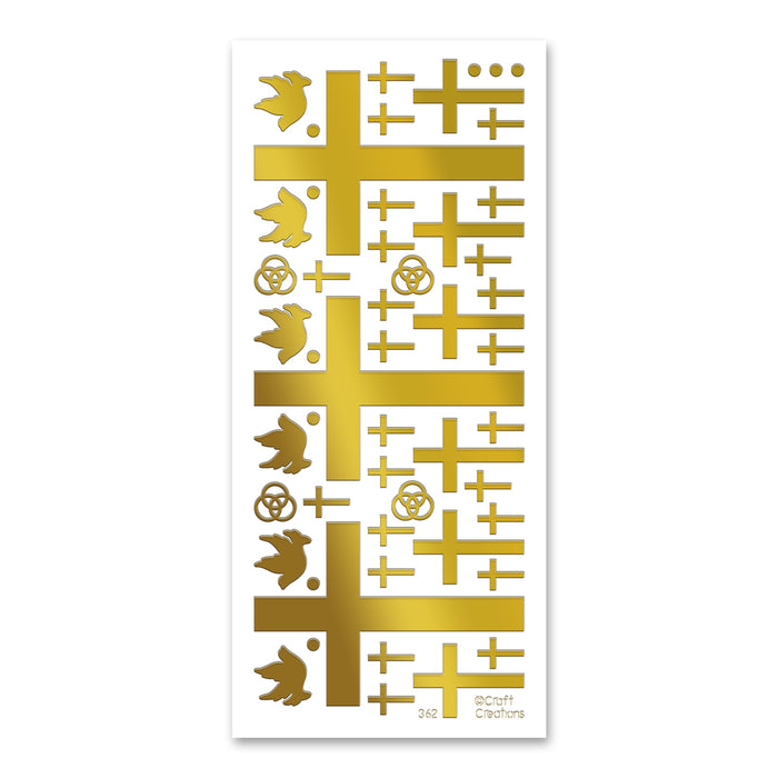 Crosses and Doves Gold Self Adhesive Stickers