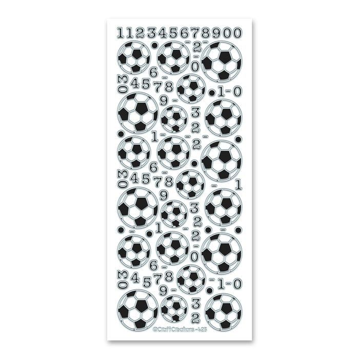 Footballs Black and Silver Self Adhesive Peel Off Stickers