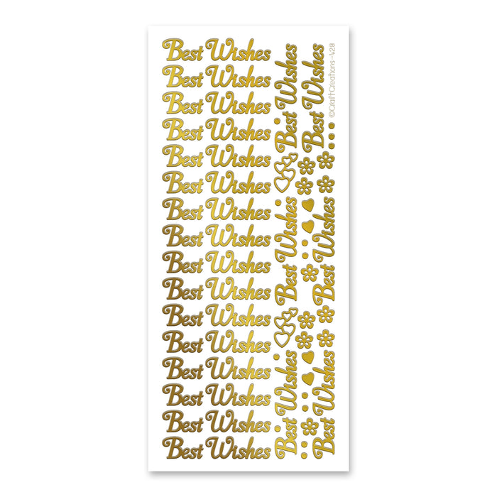 „Best Wishes“-Aufkleber in Gold, selbstklebend, abziehbar