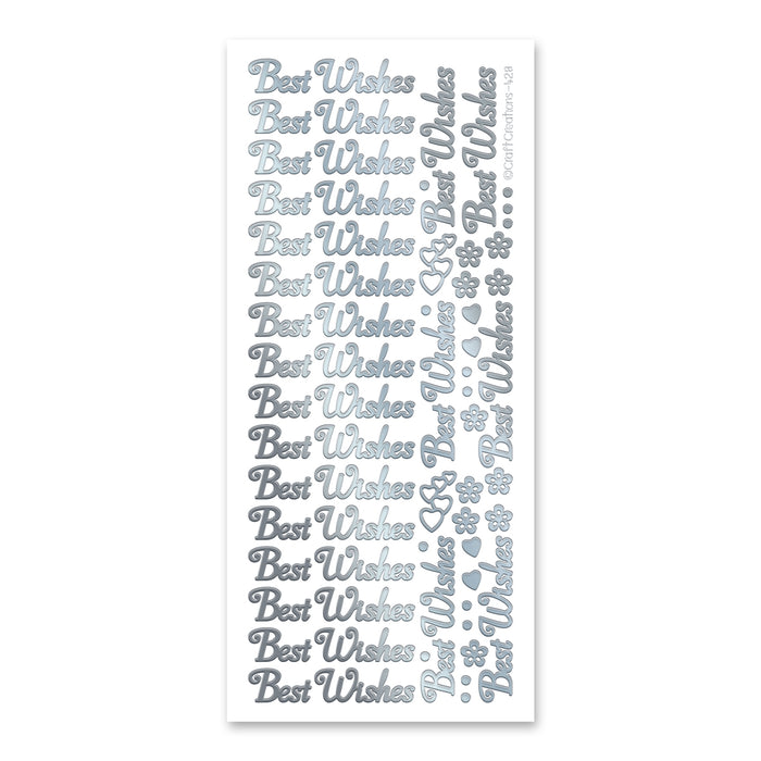 Best Wishes  Silver Self Adhesive Peel Off Stickers